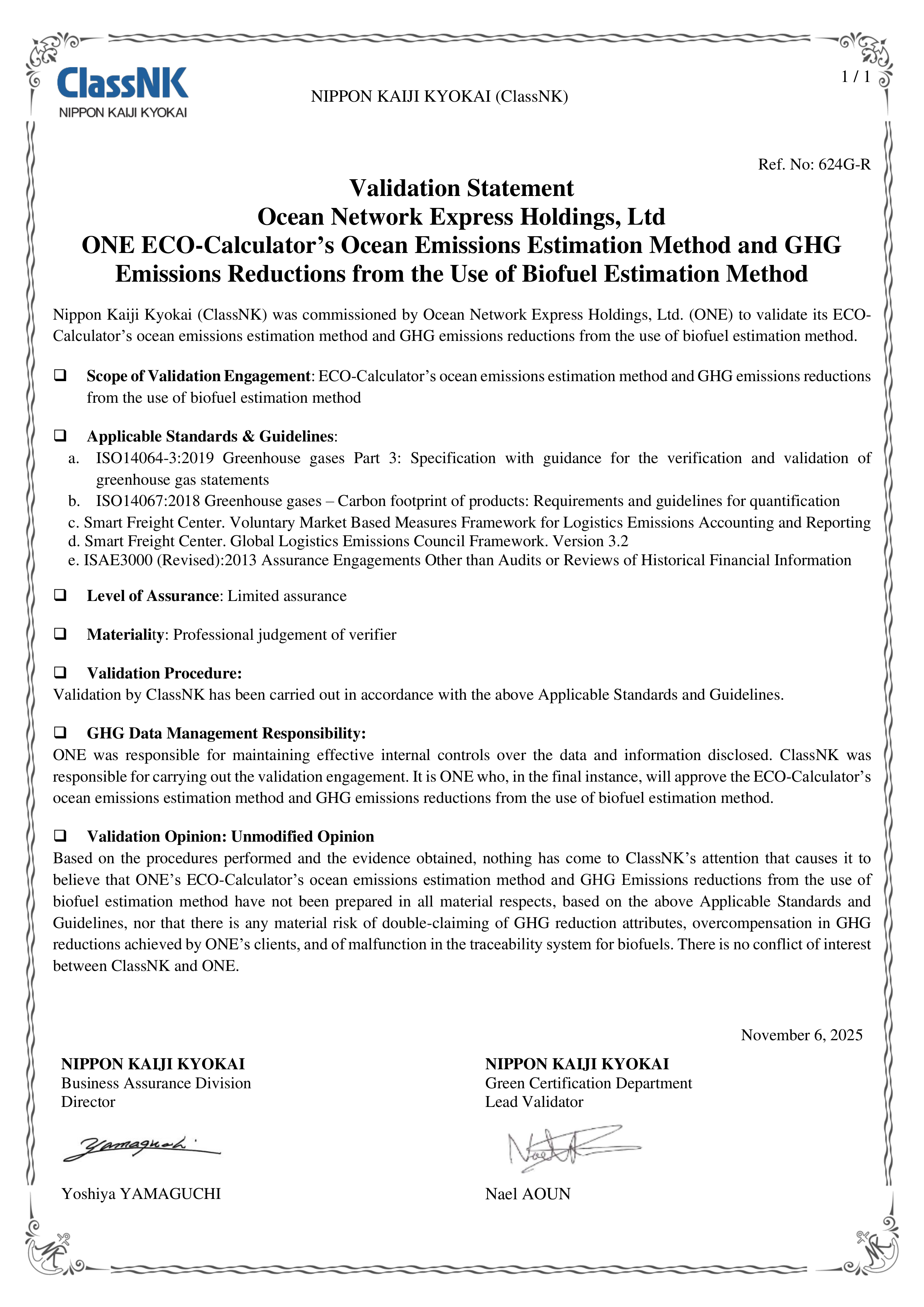 Validation Statement Final (Ocean)